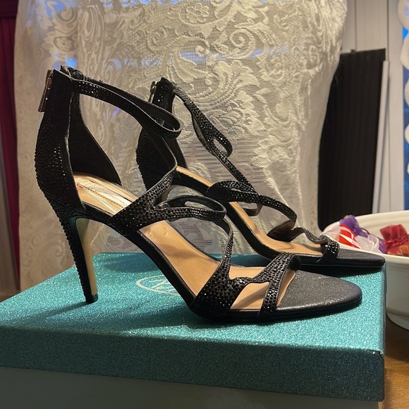 I.N.C. International Black crystal strapped heels Size 10 - Picture 2 of 3